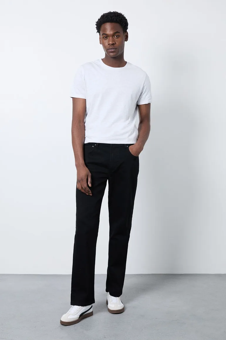 Black Stretch Regular Straight Fit Jeans