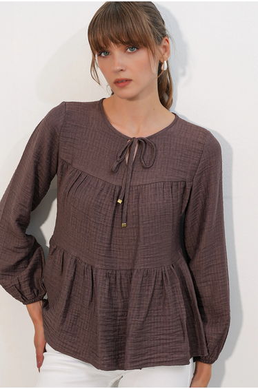 BDART Textured Tie-Front Blouse