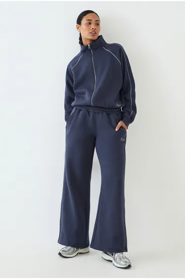 DSGN Studio Script Piping Oversized Zip Through Bomber Sweatshirt - navy