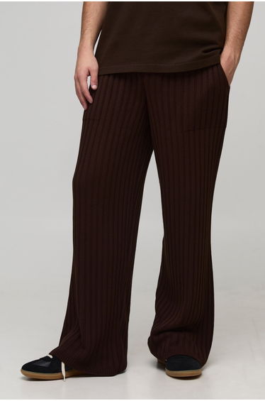 Relaxed Ribbed Knitted Jogger - chocolate