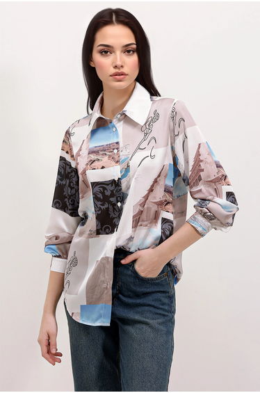 BDART Satin Long Sleeve Shirt with Button Closure
