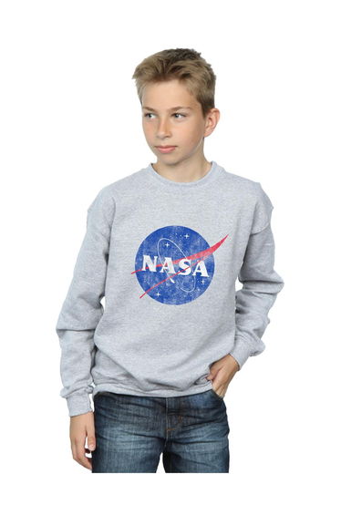NASA Boys Classic Insignia Logo Distressed Sweatshirt - Sports Grey