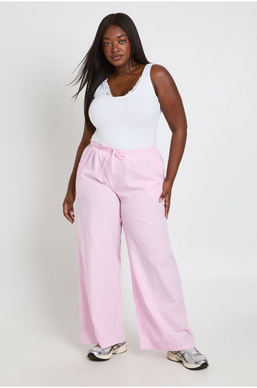 Plus Lace Trim Trouser - pink