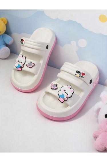 Kids Pink Graphic Charms Slides