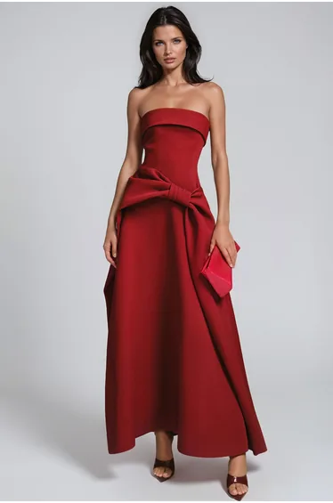Jaouad Strapless Asymmetrica Maxi Dress