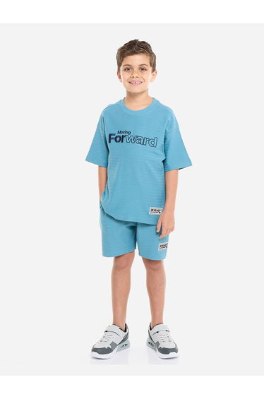 Boys Blue Embroidered T-Shirt and Shorts Set