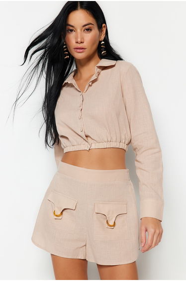 Shorts - Beige - High Waist