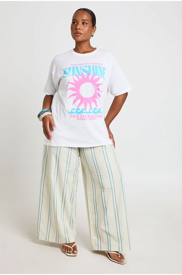 Plus Sunshine Printed T Shirt - white