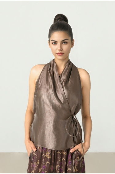 Wrap Taffeta Top