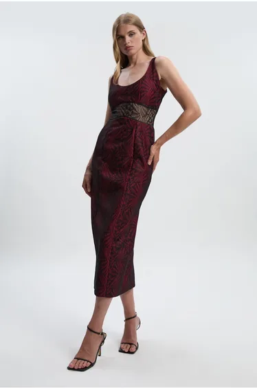Premium Lace Tailored Pencil Maxi Dress