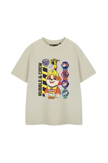 Paw Patrol Boys Rubble & Crew Short-Sleeved T-Shirt - Oatmeal Solid