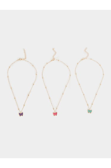 Set of 3 - Butterfly Pendant Necklace