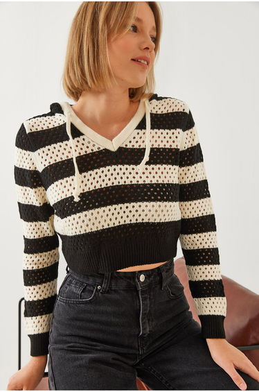 Women's Hooded Striped Sweater
