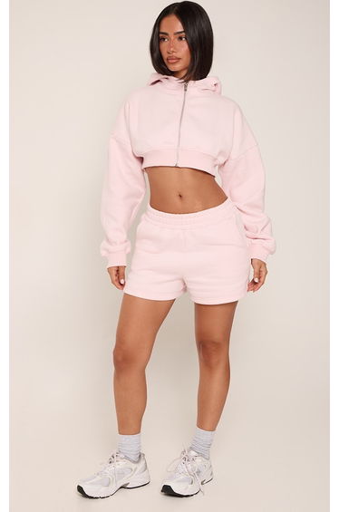 Petite Baby Pink Drawstring Waist Side Pocket Mini Shorts