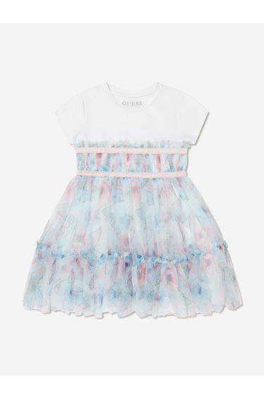 Guess Girls Butterfly Collage Dress in Blue