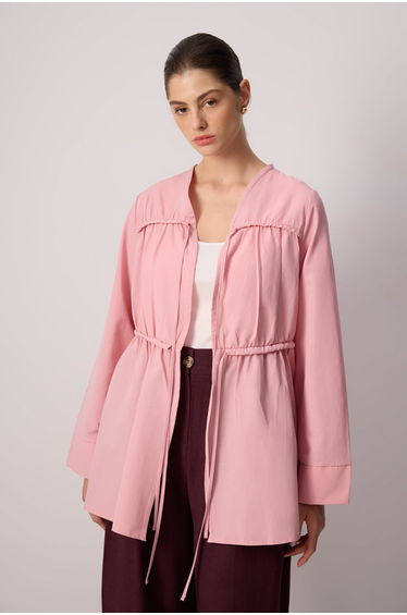 FRONT GATHERED POPLIN KIMONO