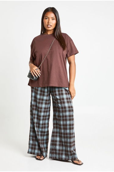 Plus Oversized Short Sleeve T-Shirt - chocolate
