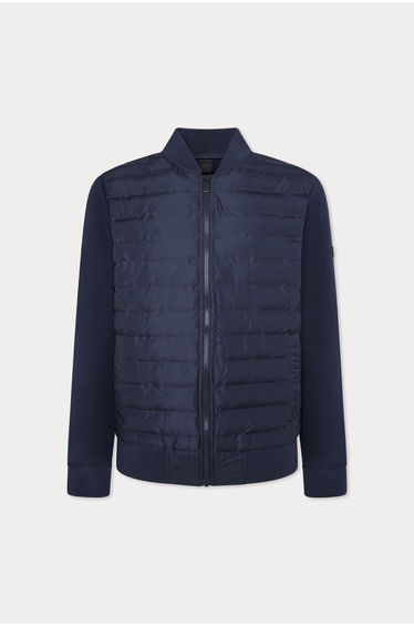 Hackett Sport Quilted Hybrid Full Zip Bomber Navy