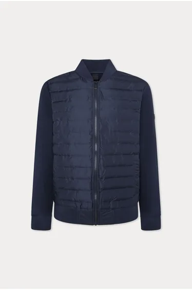 Hackett Sport Quilted Hybrid Full Zip Bomber Navy
