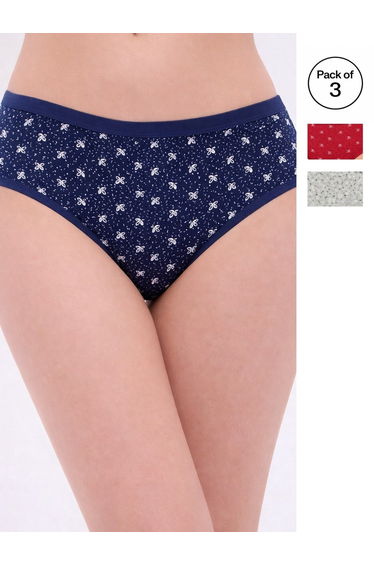 Pack of 3 - Printed Mid Rise Briefs
