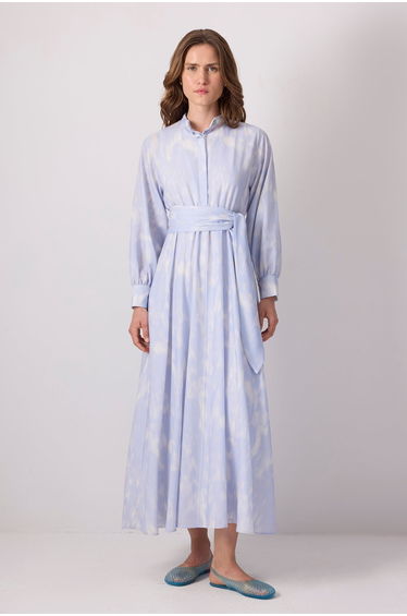 NATURAL TEXTURED PATTERNED DRESS