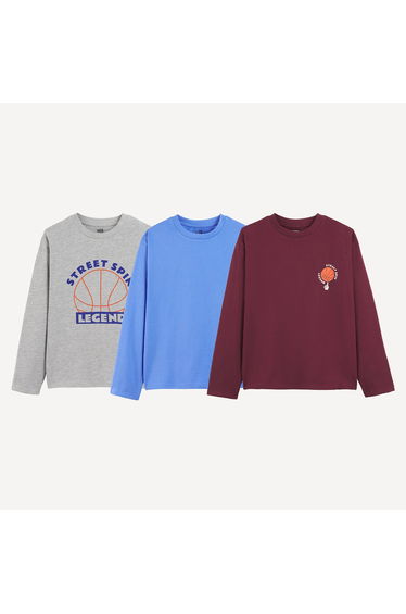 Pack of 3 Printed Long Sleeve T-Shirts