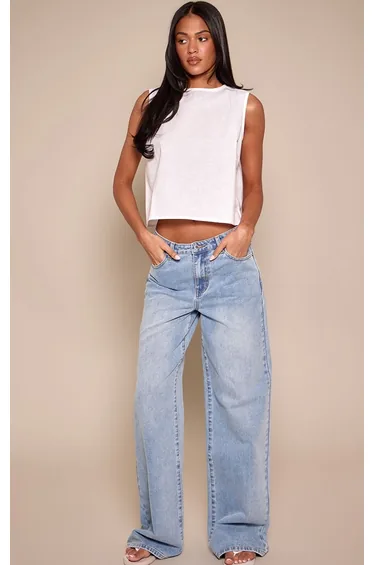 Tall Mid Blue WashWide Leg Jeans