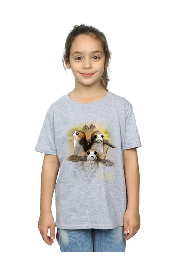 Star Wars: The Last Jedi Girls Porg Brushed Cotton T-Shirt - Sports Grey