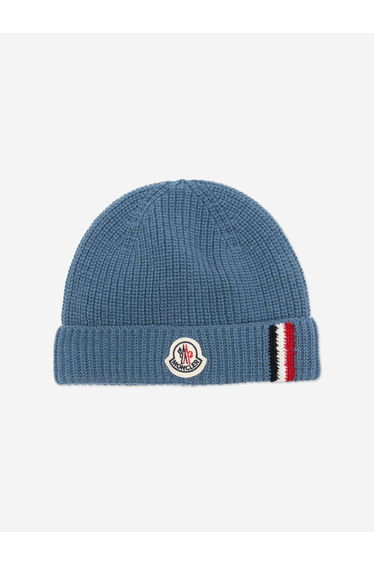 Moncler Enfant Baby Boys Wool Knit Beanie Hat in Blue