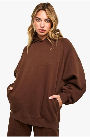 Raglan Seam Oversized Hoodie - chocolate