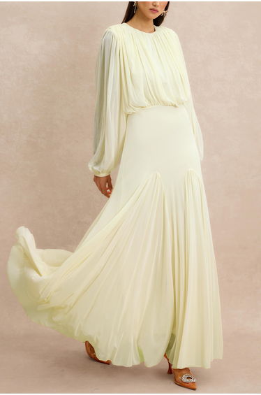 Solid Long Sleeve Maxi Dress