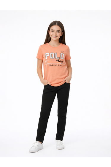 Teen Girls Logo Print Cotton T-Shirt