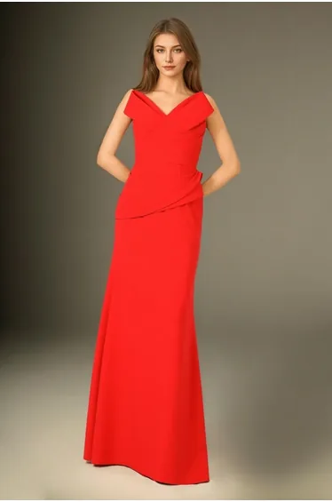 فستان فيفيد فلير أحمر بلا أكتاف