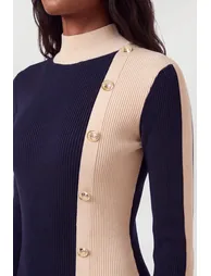 Petite Knit Rib With Contrast Detail Midi Dress - 1