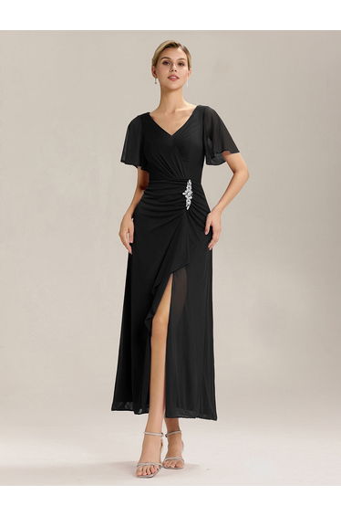ever MARIEL|Side Split Chiffon Ruffle Sleeve Dress