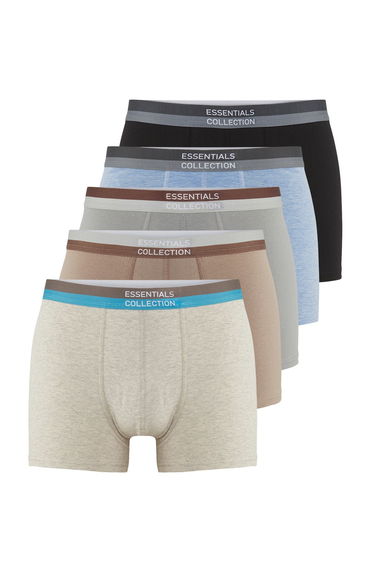 Multicolor 5 Pack Basic Slogan Elastic Elastic Cotton Boxer