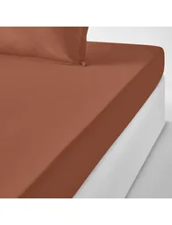 شرشف سرير قطن سادة بحواف مطاطية - 1