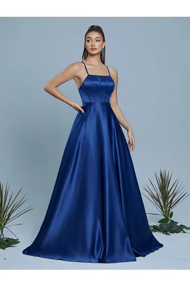Leely Elegant Spaghetti Straps Sleeveless Evening Gown