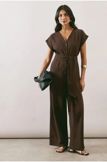 Cotton Button Detail Jumpsuit