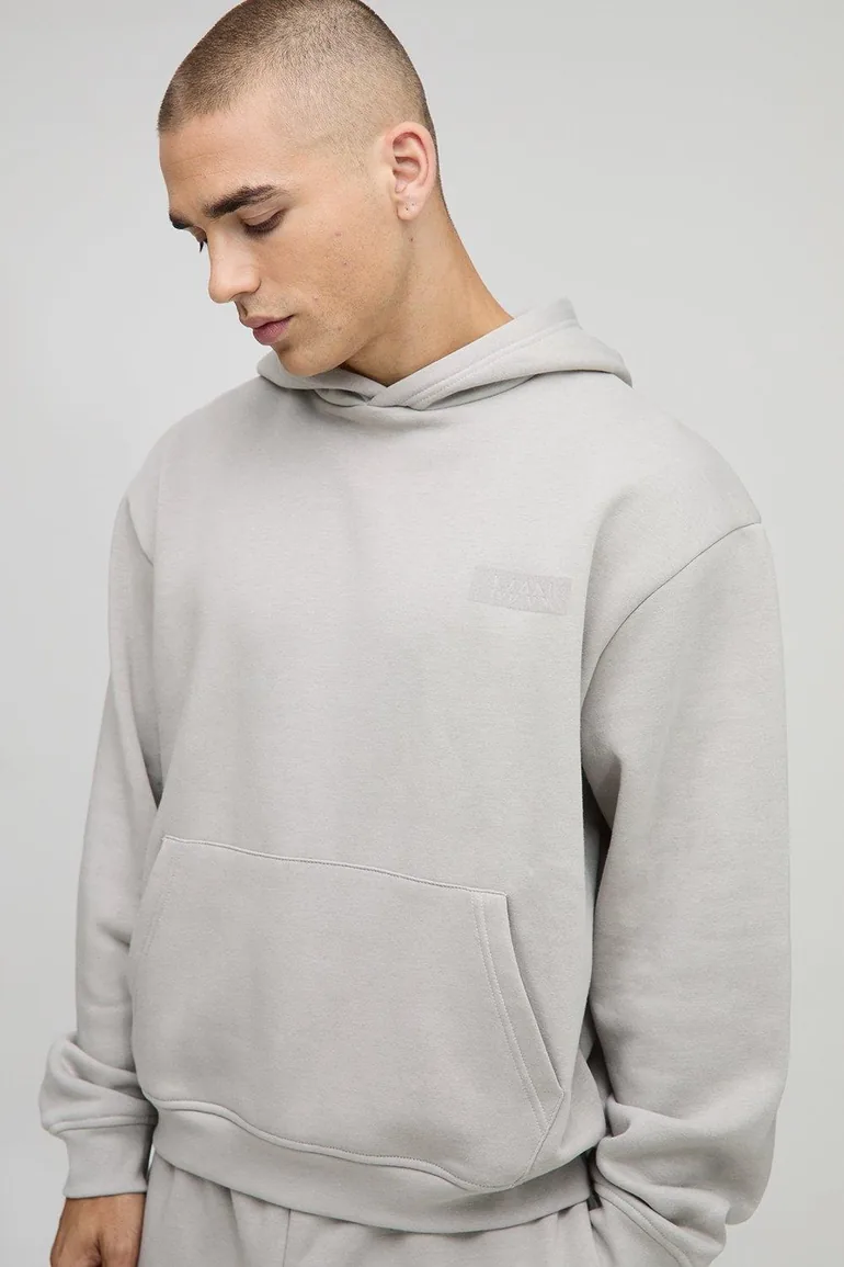 Oversized Boxy Man Hooded Drop Crotch Tracksuit - charcoal - 2