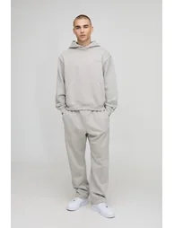 Oversized Boxy Man Hooded Drop Crotch Tracksuit - charcoal