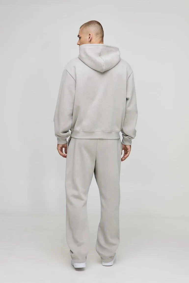 Oversized Boxy Man Hooded Drop Crotch Tracksuit - charcoal - 1