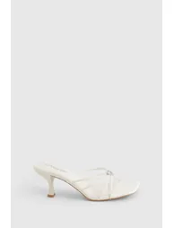 Wide Fit Embellished Heart Heeled Mules - white - 2