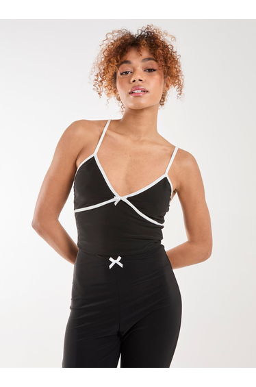 Bow Detail Piping Strappy Vest