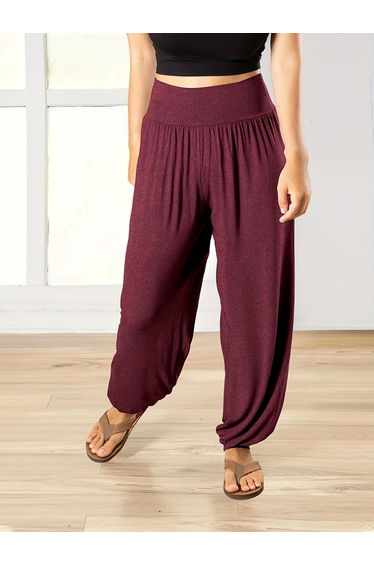 Solid Loose Fit Wide Waist Lantern Pants