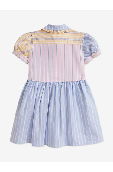 Ralph Lauren Baby Girls Striped Classic Oxford Shirt Dress in Blue