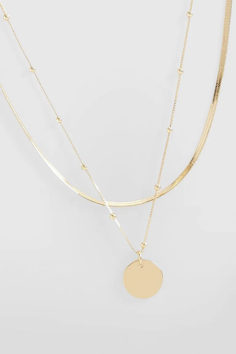 Dainty Gold Layered Pendant Necklace - gold - 1