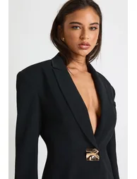 GOLD TRIM DETAIL BLAZER DRESS - 3