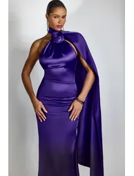 Verna Halter Floral Maxi Satin Dress - 6