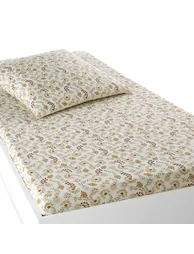 Amanda Floral 100% Washed Cotton Fitted Sheet